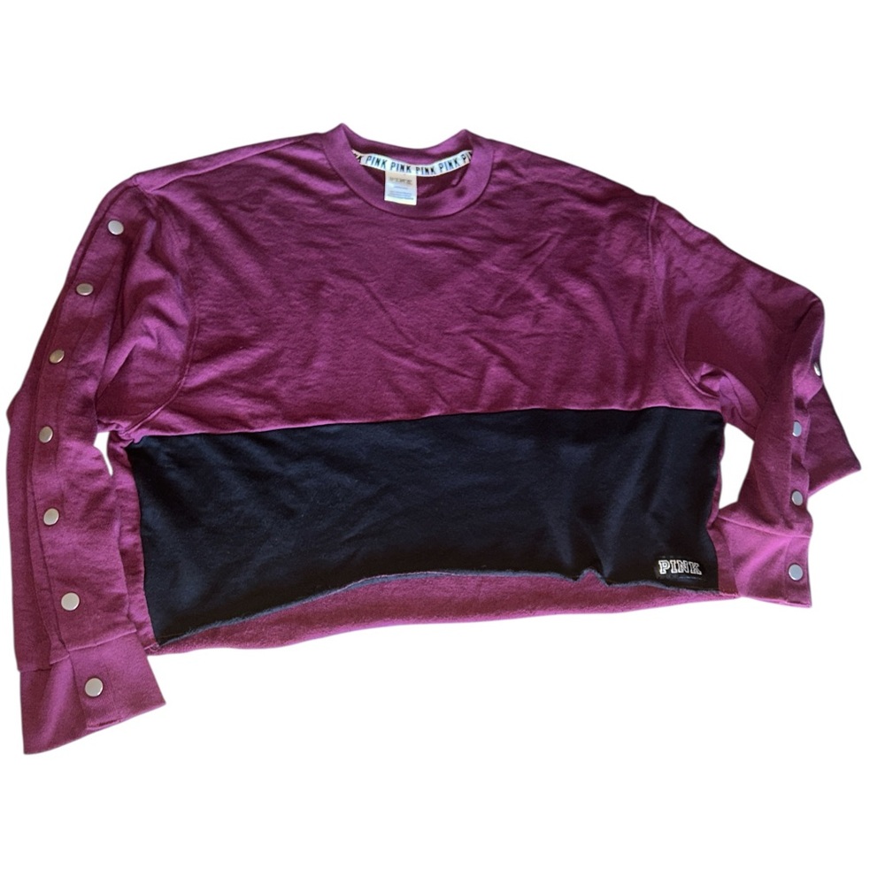 PINK Victorias Secret Women’s Maroon Cropped Crewneck Pullover Sweater | large